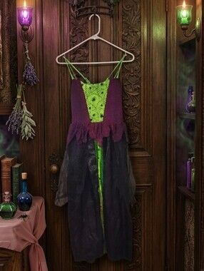 Green and Purple Witch HALLOWEEN Costume Dress For Tween 10-14 Years